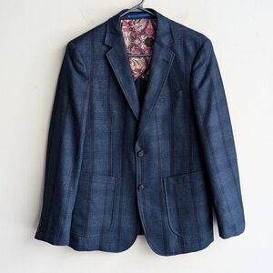 Men's Blue Plaid Blazer